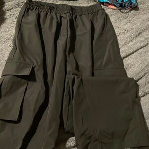 Black baggy parachute joggers
